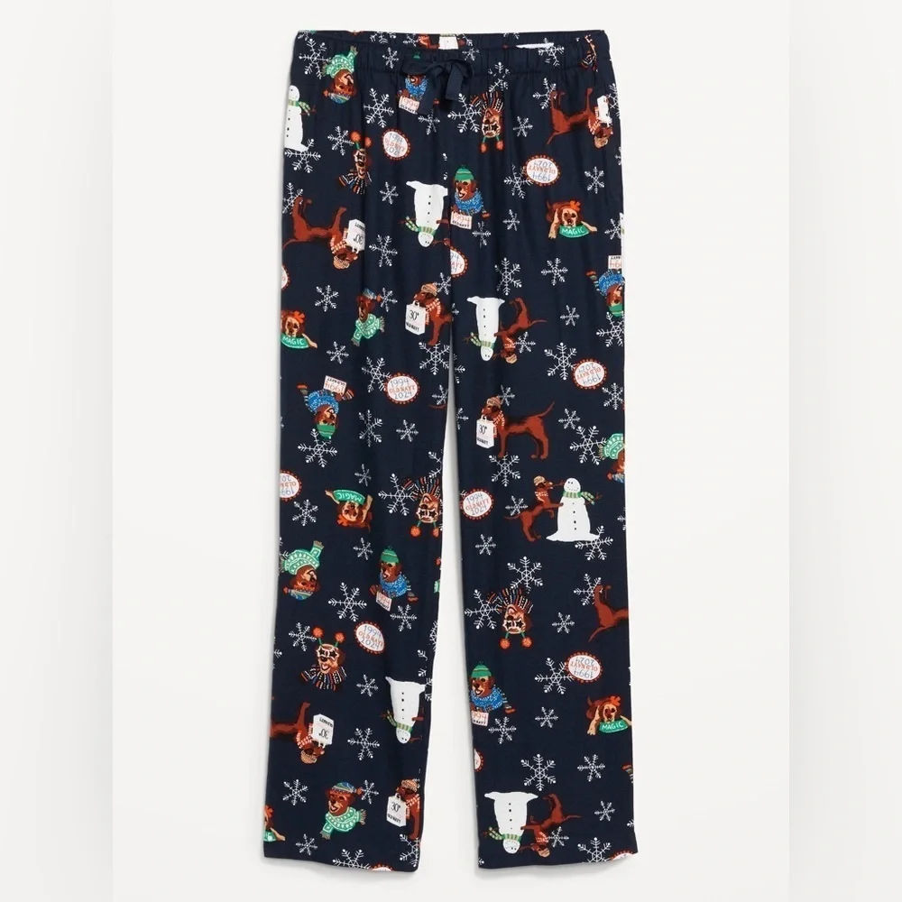 Old Navy Dark Blue Christmas Patterned Cozy Flannel Pajama Bottoms Pants Size XL